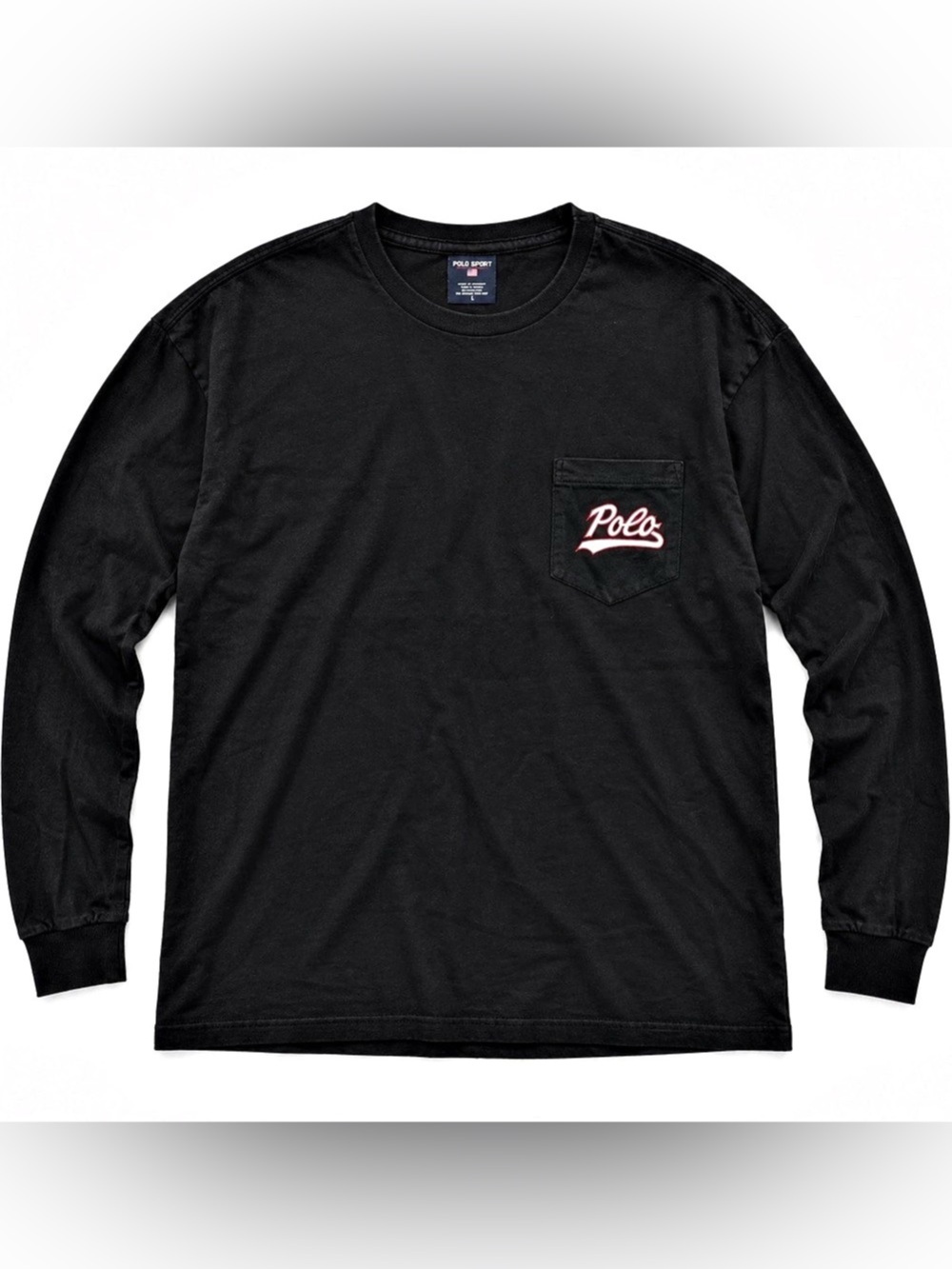 Polo Sport Long Sleeve Pocket Tee in Black Large